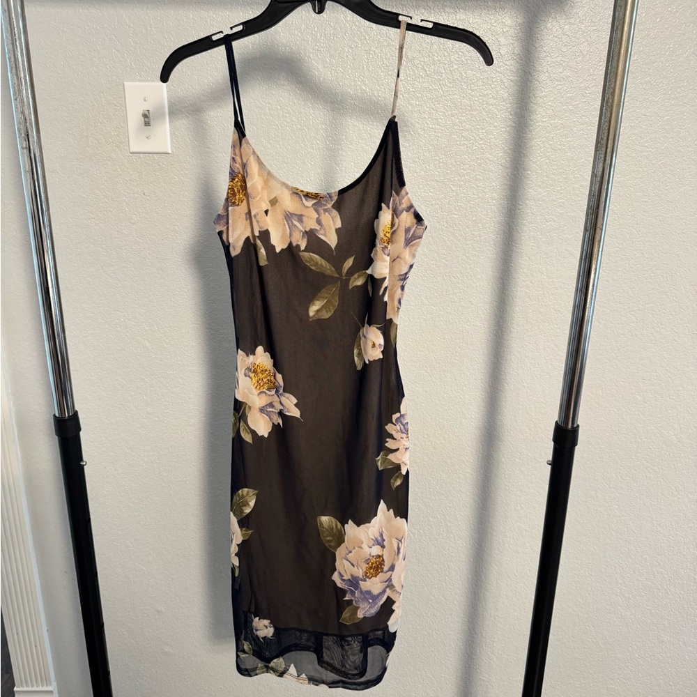 Floral Black Mini Dress